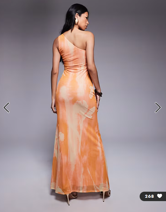 ASOS DESIGN mesh asymmetric one shoulder midi dress with gold butterfly trims in floral print