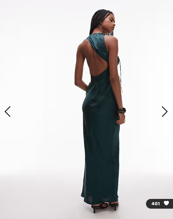 ASOS DESIGN bias cut satin panelled maxi dress with asymmetric back in dark green