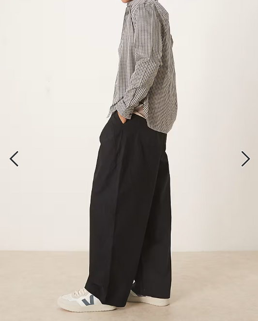 ASOS DESIGN oversized baggy trousers in black with pleats