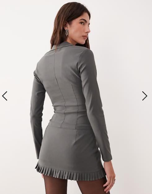 Motel co-ord Alika tailored button up shirt in slate grey