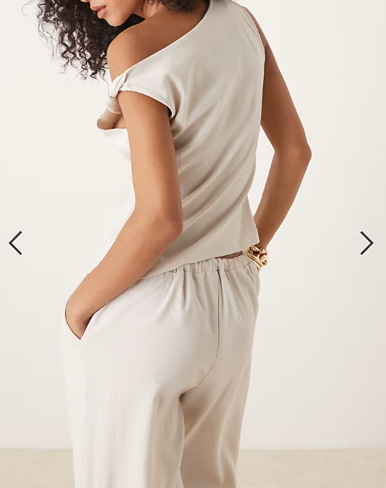 Mango sculpt twist shoulder vest top co-ord in ivory