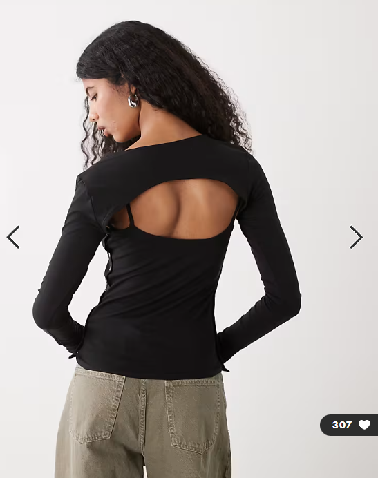 Weekday bolero detail long sleeve top in black