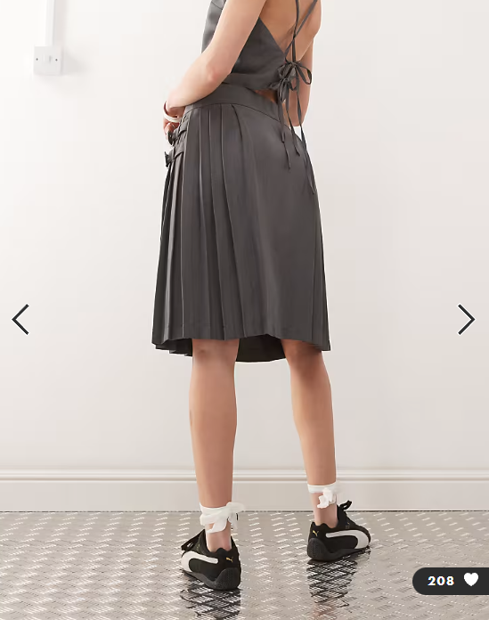 COLLUSION tailored midi kilt co-ord in grey