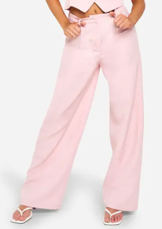 boohoo Textured Wide Leg Tailored Trousers