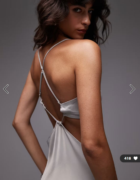 ASOS DESIGN satin cut out maxi dress in grey