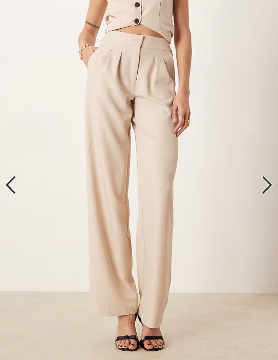 JDY Tall highwaist pleated wide leg trouser co-ord in stone