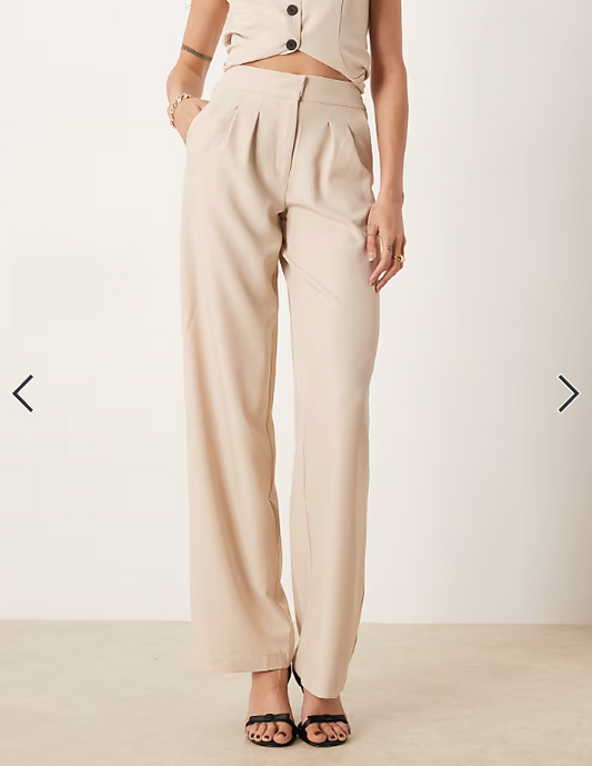 JDY Tall highwaist pleated wide leg trouser co-ord in stone