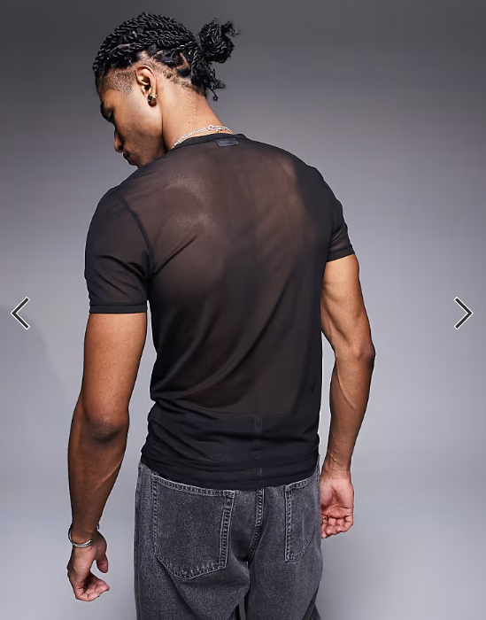 ASOS DESIGN muscle fit t-shirt in black mesh .