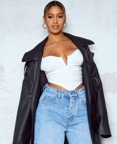 Cream V Neck Stretch Woven Crop Top
