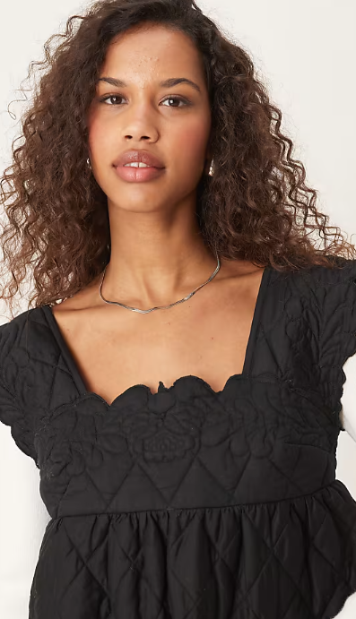 ASOS DESIGN quilted smock mini dress in black