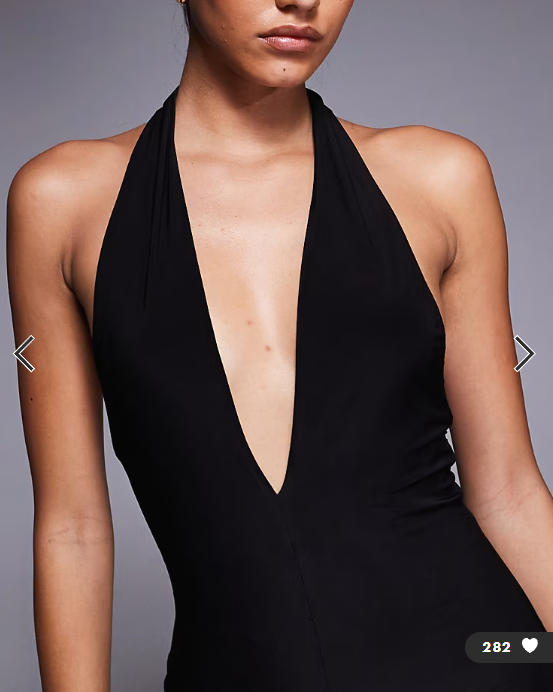 Fashionkilla exclusive double sculpted slinky plunge halterneck godet hem maxi dress in black
