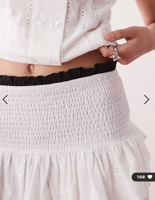 COLLUSION broderie skirt co-ord in white