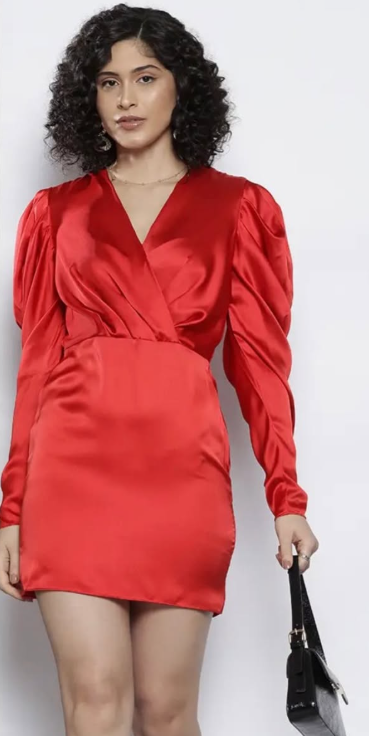 NA-KD - Puff Sleeve Satin Dress