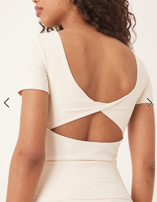 TALA DayFlex built-in support twist back full length t-shirt in buttermilk