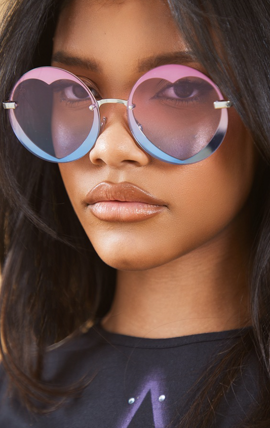 Jeepers Peepers Purple Ombre Heart Frame Sunglasses
