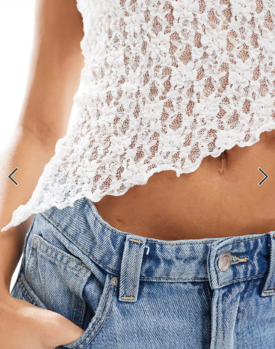ASOS DESIGN lace asymmetric hem sleeveless top in ivory