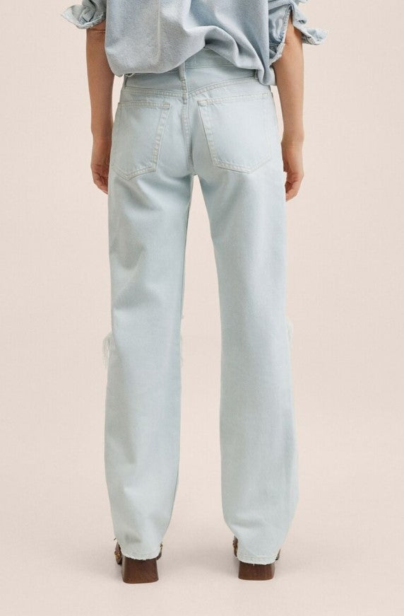 Mango - High-waist straight jeans