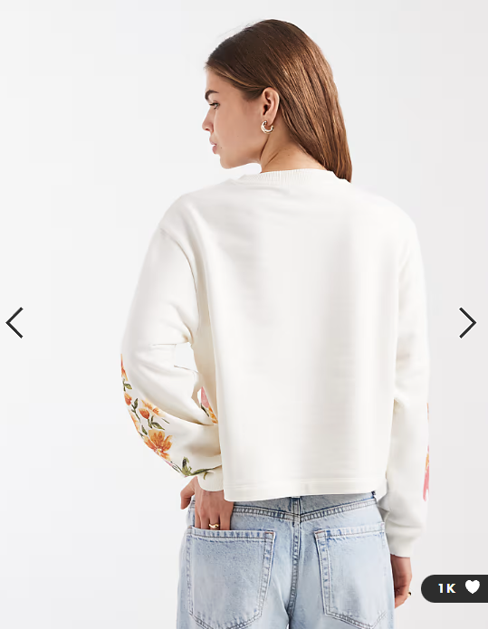 Miss Selfridge sweatshirt with flower print in cream