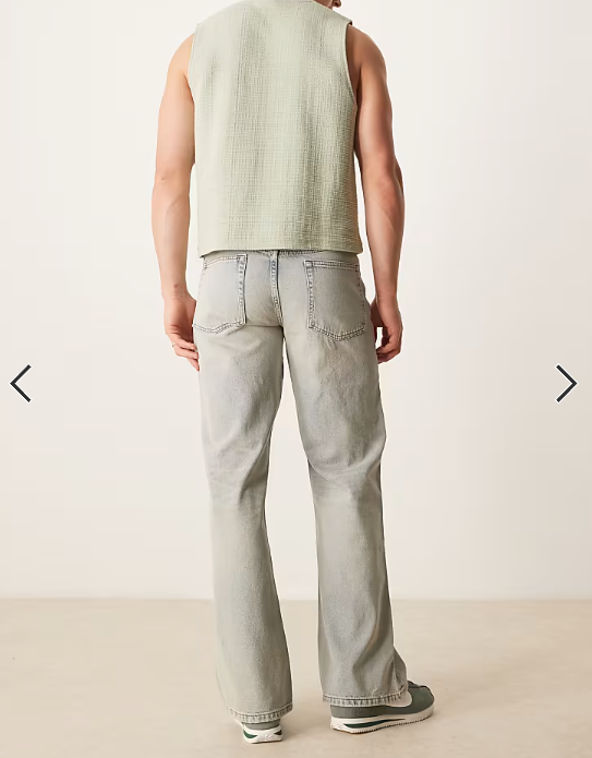 ASOS DESIGN wide flare jeans with vintage tint in light wash blue
