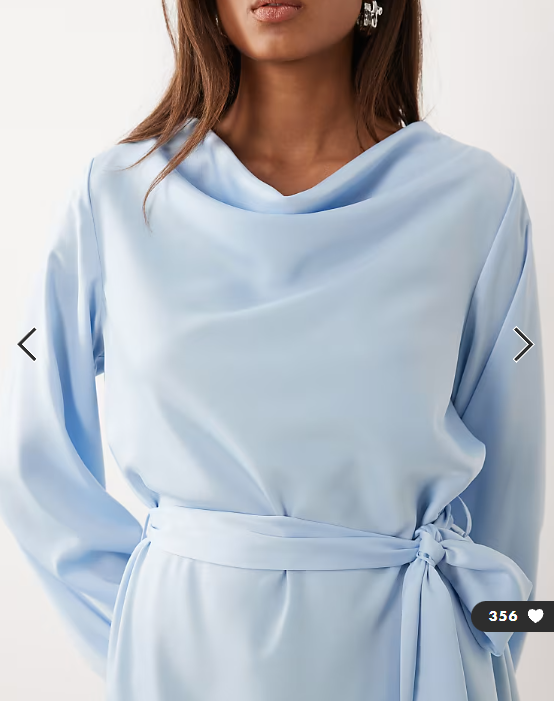 YAS high neck long sleeve satin mini dress in skyway blue