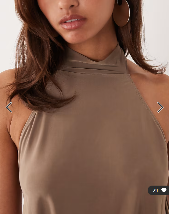 ASOS DESIGN cinched waist slinky top in brown