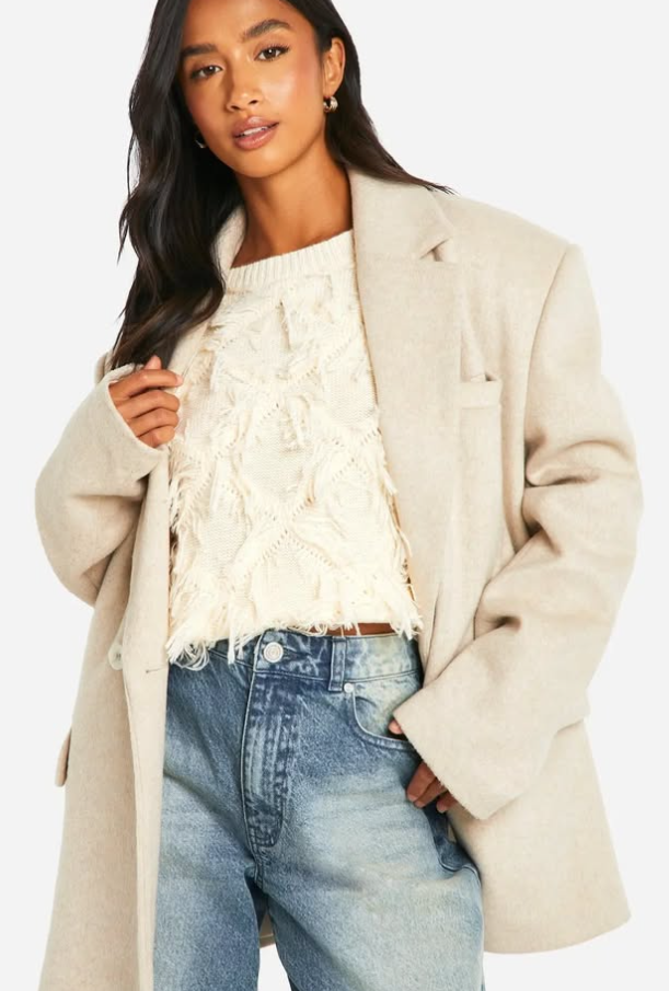 boohoo Petite Fringe Detail Crop Knitted Jumper