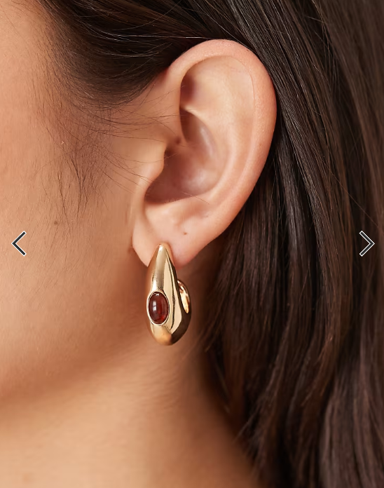Accessorize stone detail tear drop earrings in gold