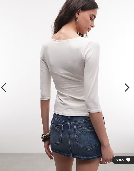 Monki cropped sleeve top in white