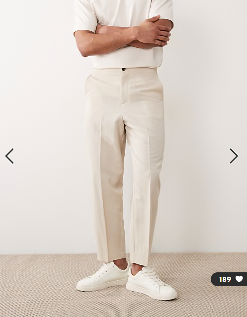 ASOS DESIGN relaxed tapered suit trousers in cream