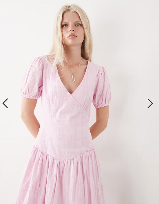 COLLUSION drop waist puff sleeve maxi dress in pink