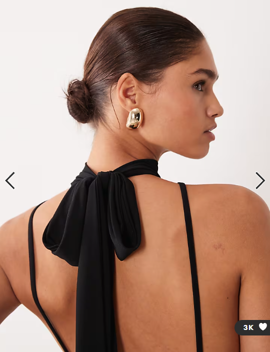 ASOS DESIGN backless flippy mini dress with scarf detail in black
