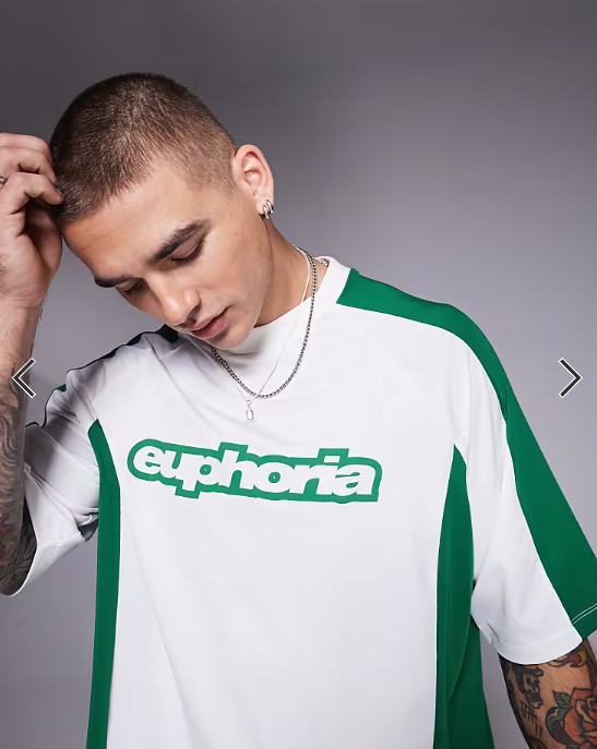 ASOS DESIGN boxy oversized t-shirt with panelling and text graphic in white sports fabric .