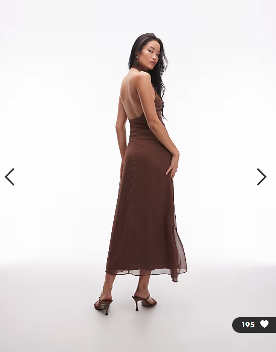 ASOS DESIGN chiffon high neck maxi dress in chocolate