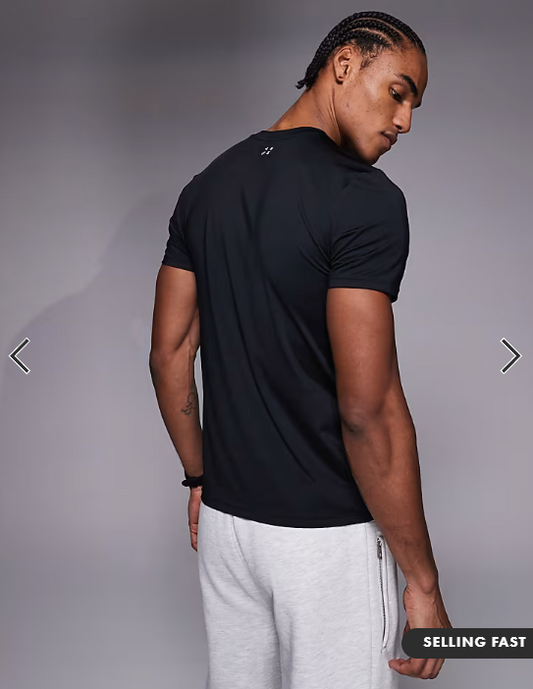 4505 Icon active quick dry muscle fit base layer training t-shirt in black.