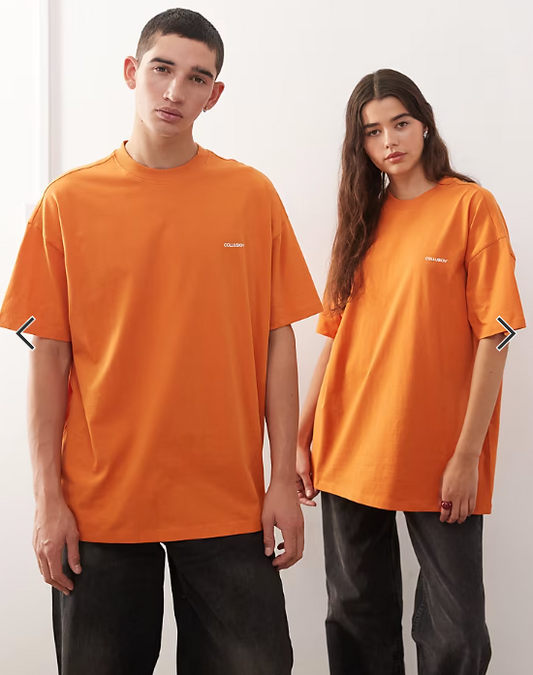 COLLUSION Unisex logo t-shirt in orange