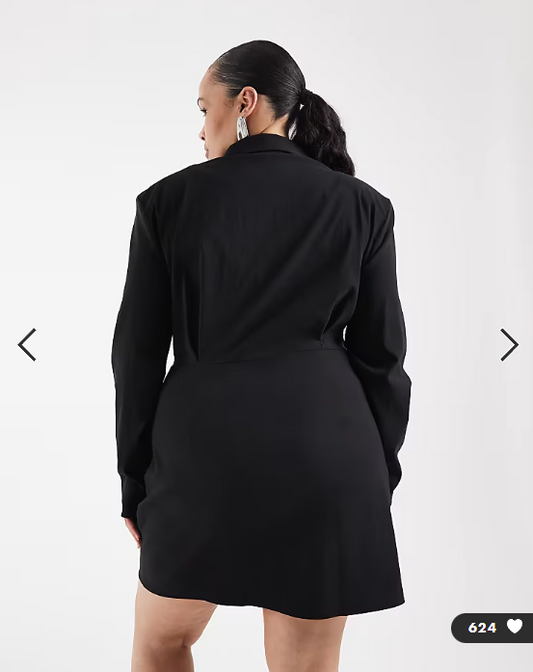ASOS DESIGN Curve cinched blazer mini dress in black