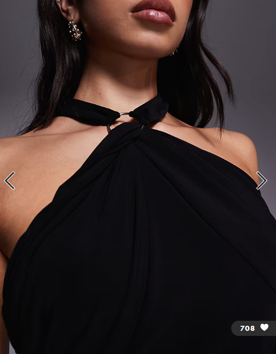 ASOS DESIGN halter maxi dress with ring detail in black