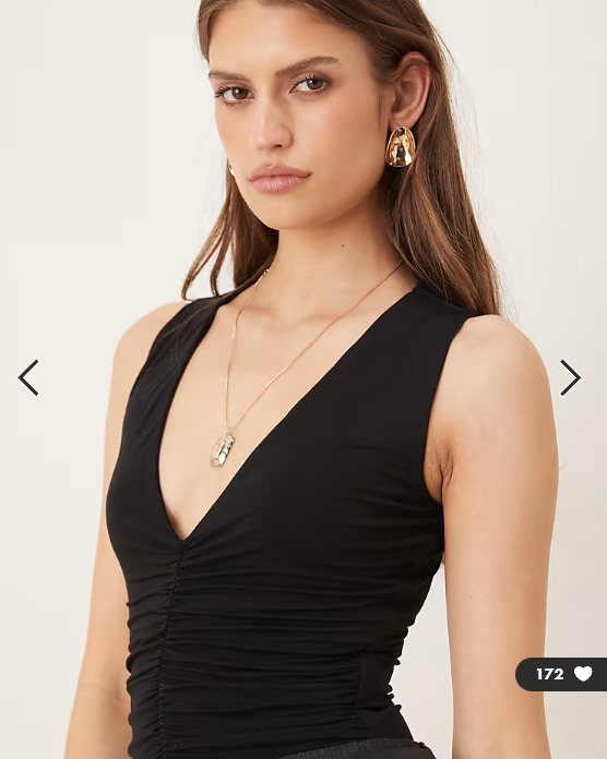 Wanderdoll Tate sculpting second skin plunge neck ruched detail sleeveless bodysuit in black