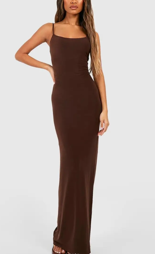 BOOHOO - PREMIUM HEAVY WEIGHT SLINKY MAXI DRESS