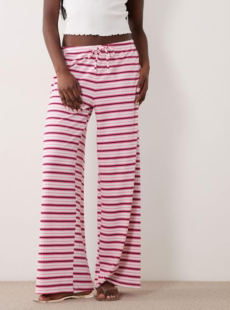 Ginatricot supersoft jersey wide le trousers with pink