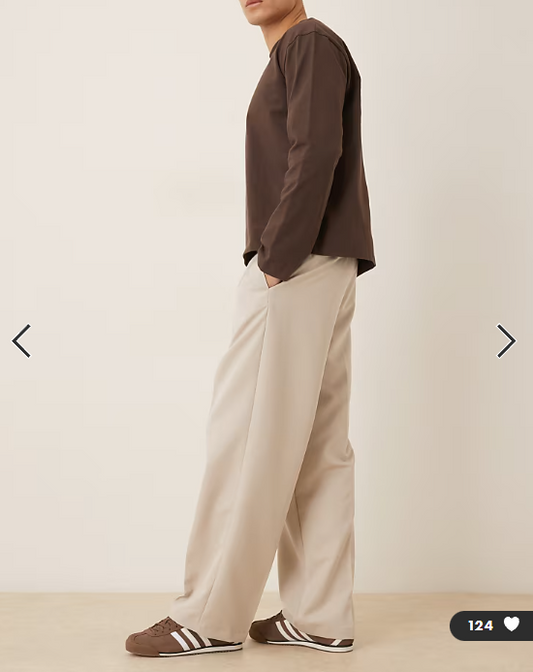 ASOS DESIGN smart wide leg trousers in stone