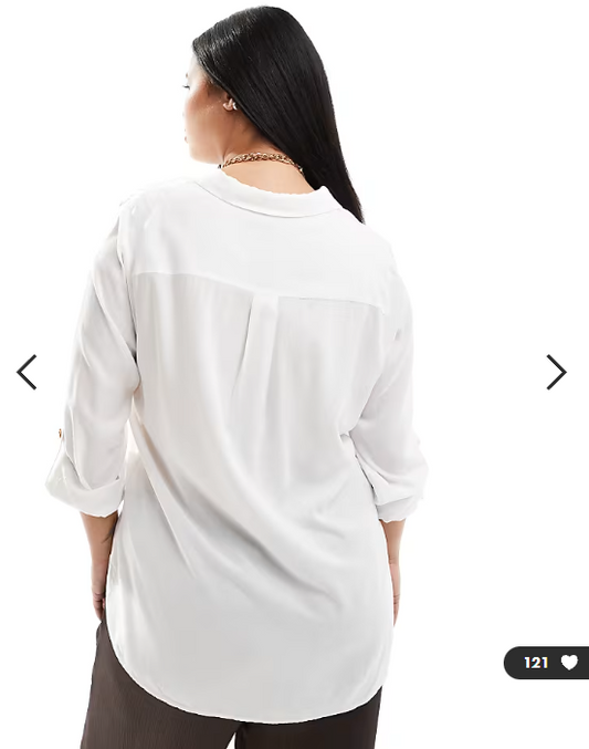 Vero Moda Curve button down shirt with pocket detail in white