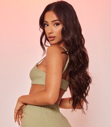 PETITE SAGE PEACH SKIN CROP TOP