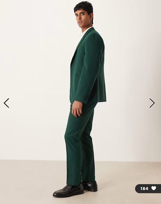 ASOS DESIGN wool slim suit trousers in dark green