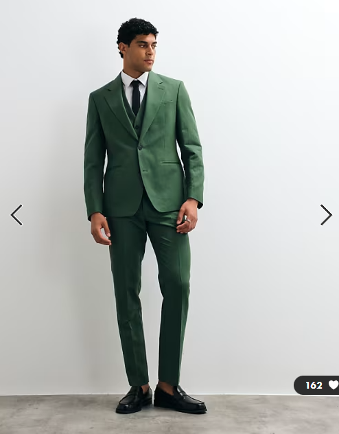 ASOS DESIGN slim suit jacket in linen rich dark green twill
