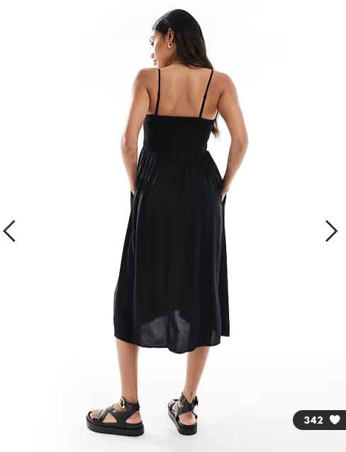 Vero Moda Maternity Easy shirred cami ankle dress in black