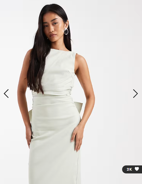 TFNC Bridesmaid bengaline maxi dress with detachable bow back in sage green