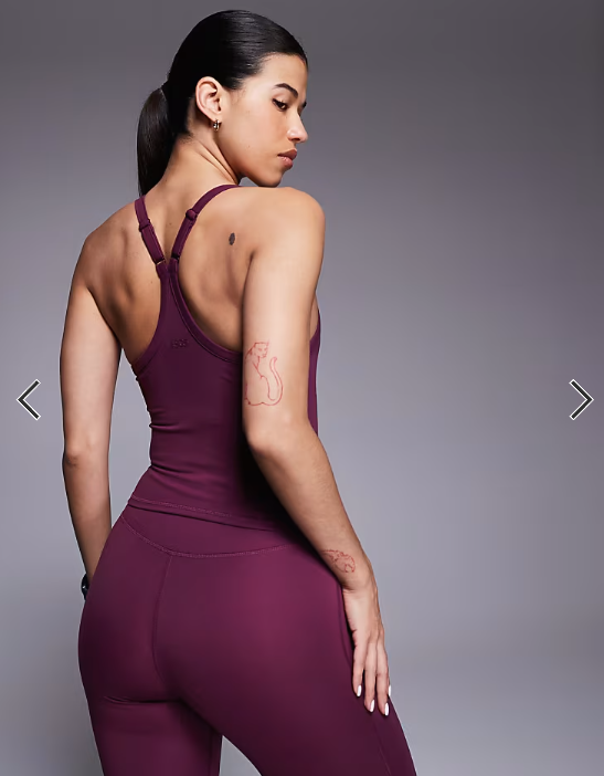 4505 Icon soft touch yoga cami with inner bra and adjustable straps in burgundy