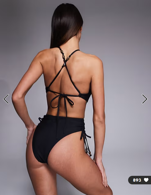 ASOS DESIGN Hema paper touch scarf halter neck swimsuit in black