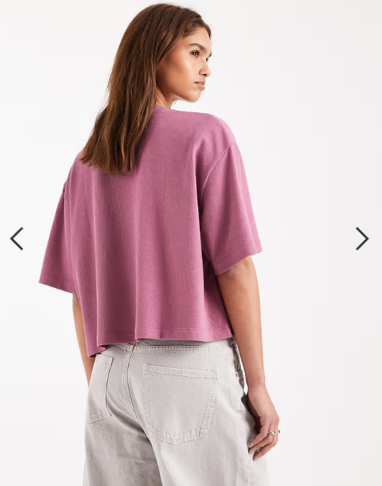 ASOS DESIGN textured jersey boxy crop t-shirt in washed pink